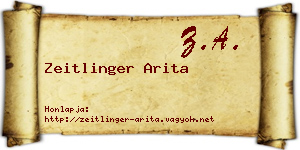 Zeitlinger Arita névjegykártya